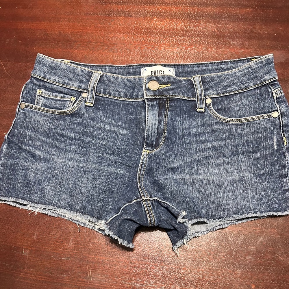 PAIGE Women's Distressed Blue Jean Shorts